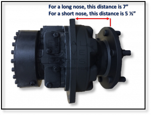 Final drive travel motor T300 - long nose vs short nose - distance between flanges